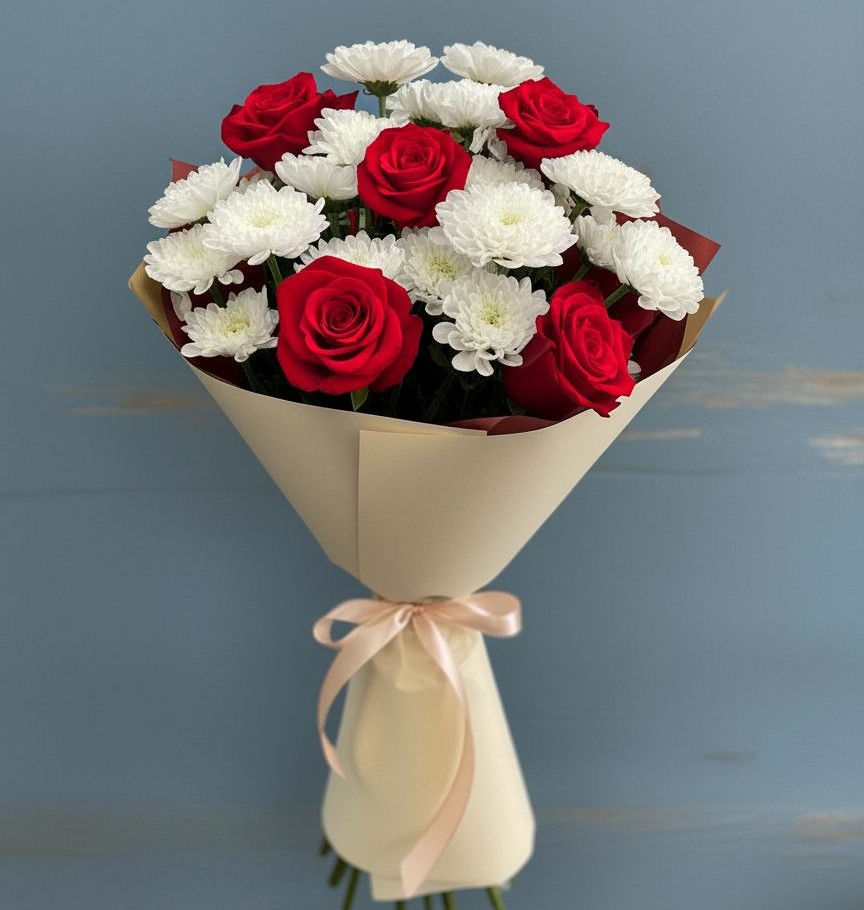 Букет цветов из: Розы и Хризантемы в Чалтыре