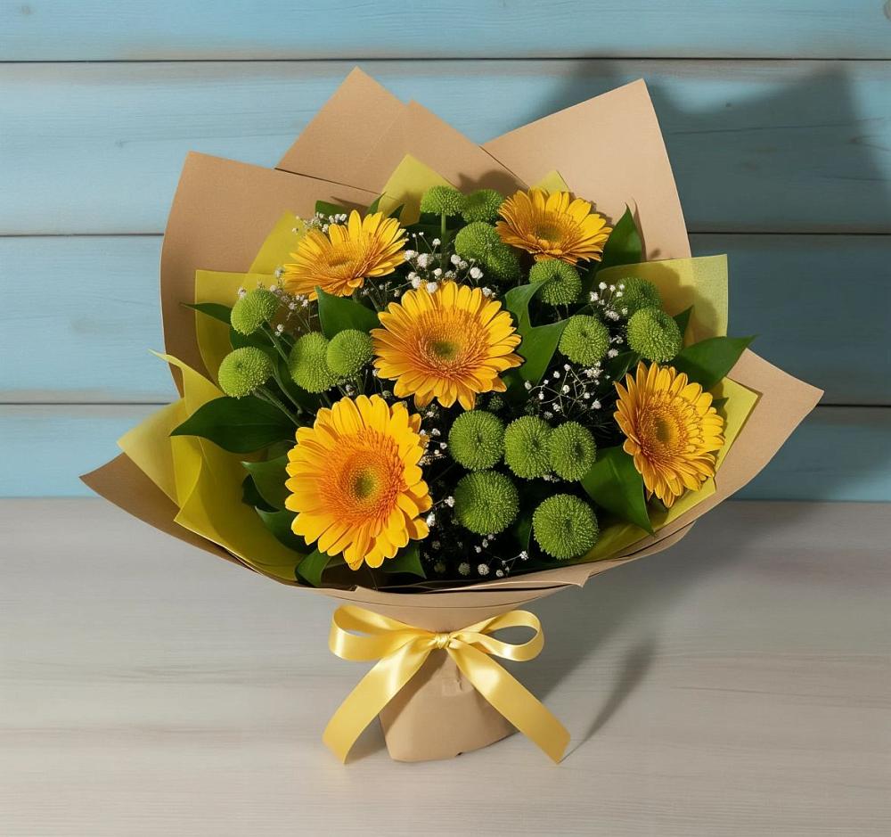 Букет цветов из: Герберы и Хризантемы в Чалтыре