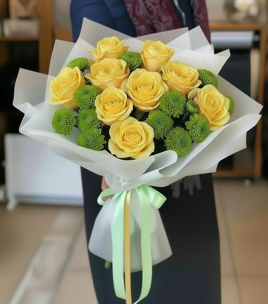 Букет цветов из: Хризантемы и Розы в Чалтыре