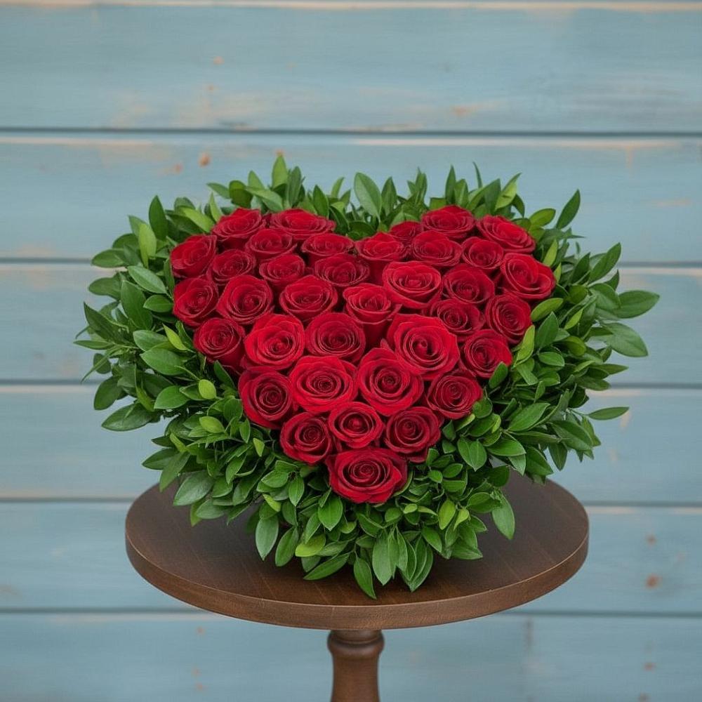 Цветочная композиция из Розы в виде сердца в Чалтыре