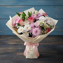 Букет цветов из:  Хризантемы, Альстромерии и Розы в Чалтыре