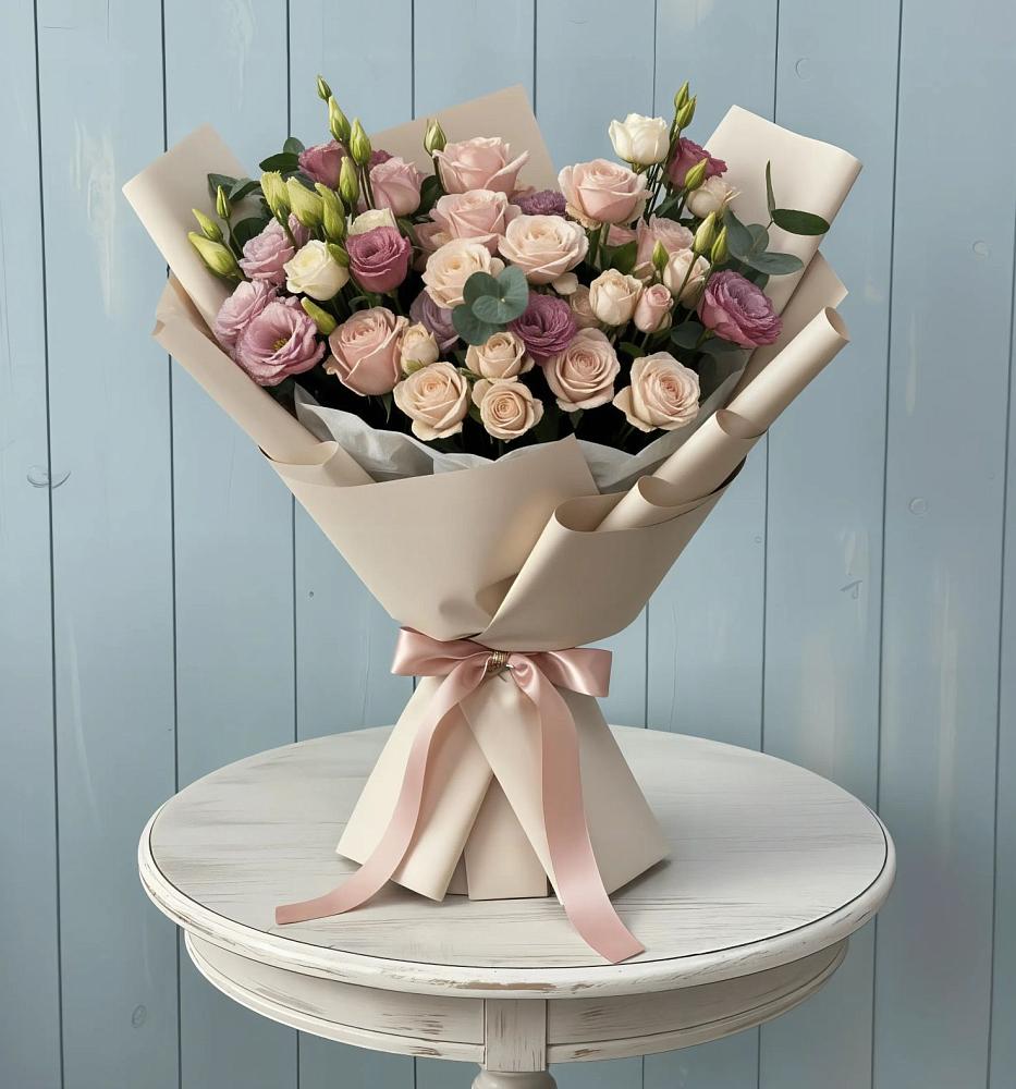 Букет цветов из: Розы и Лизиантусы в Чалтыре