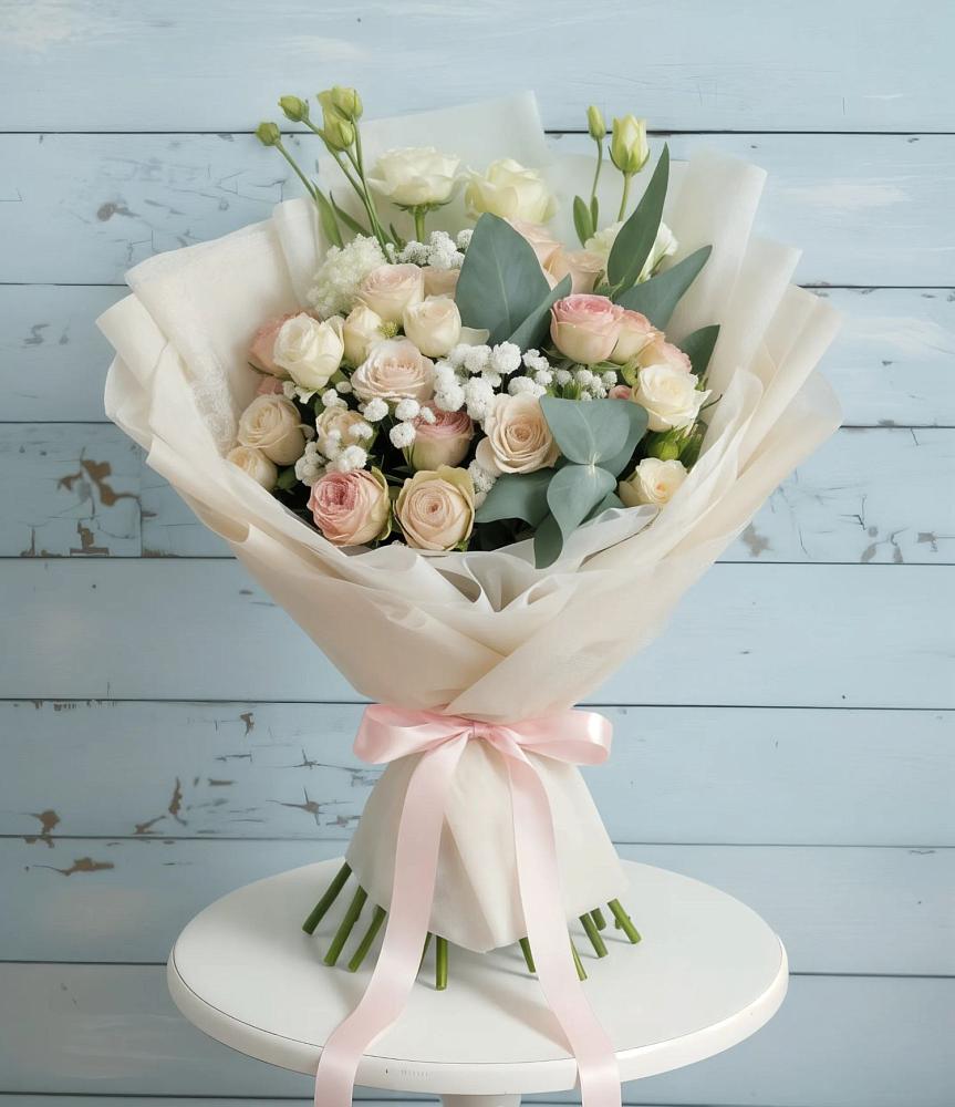 Букет цветов из: Розы и Лизиантусы в Чалтыре