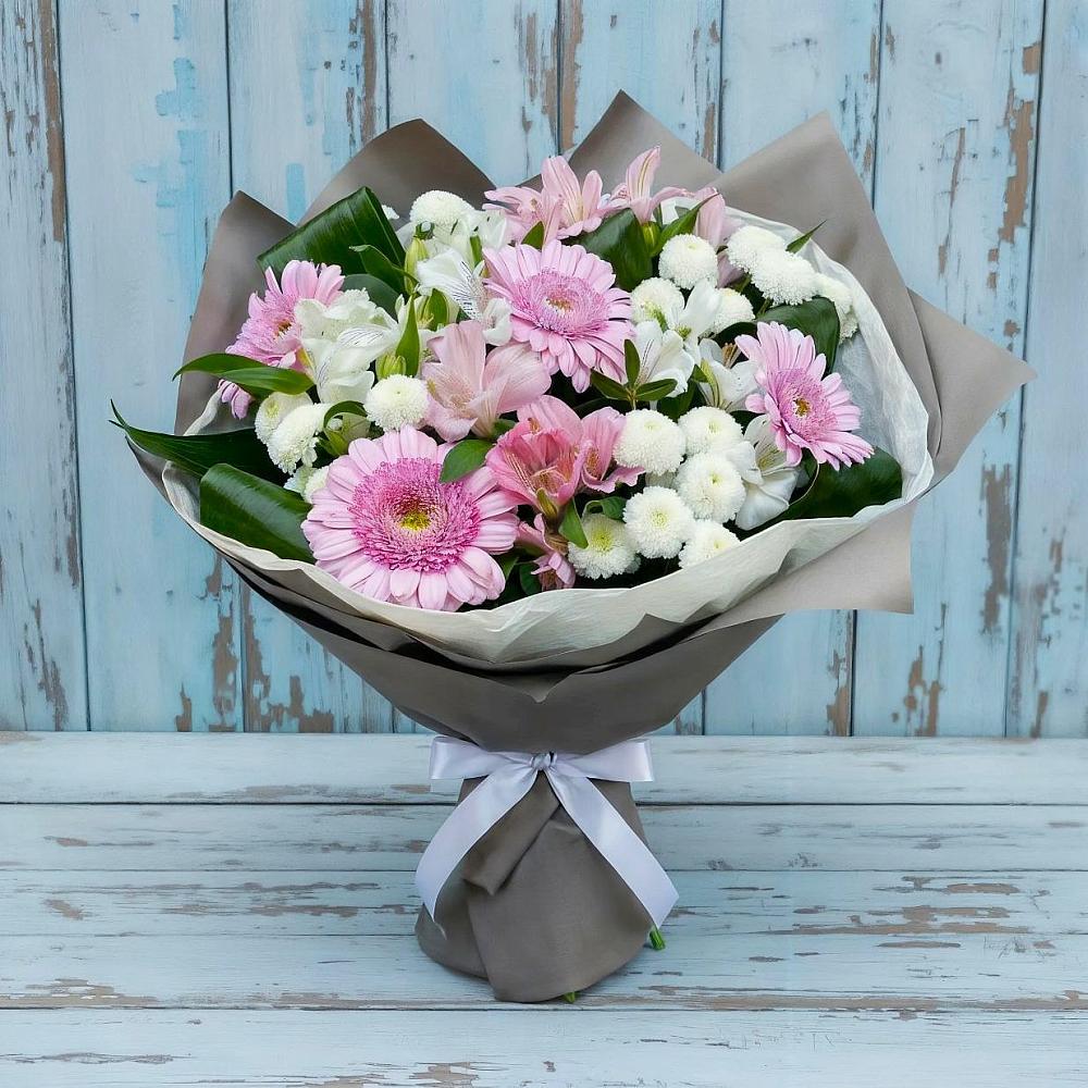 Букет цветов из: Герберы, Альстромерии и Хризантемы в Чалтыре
