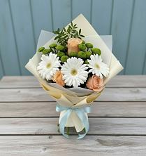 Букет цветов из:  Герберы, Розы и Хризантемы в Чалтыре