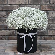 Цветочная композиция из Гипсофила в шляпной коробке в Чалтыре