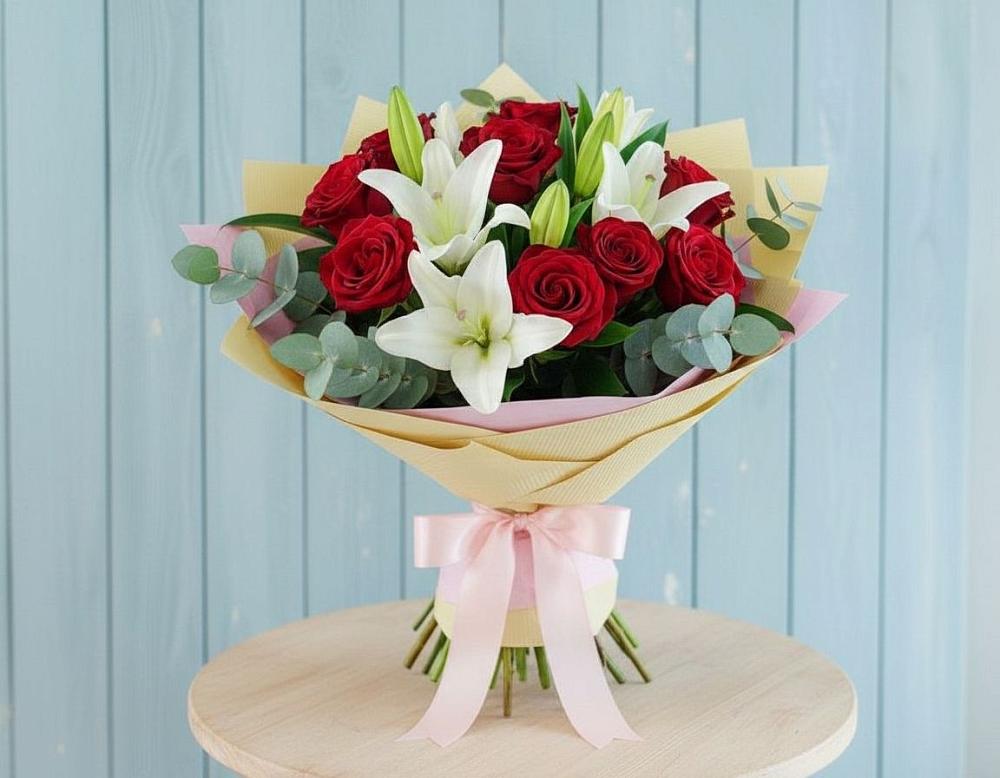 Букет цветов из: Лилии и Розы в Чалтыре